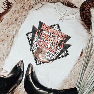 WARNING COWGIRLS AHEAD Handmade Graphic Tee